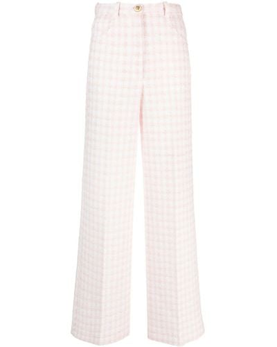 Sandro Tweed Bouclé Straight-leg Cotton Trousers - Wit