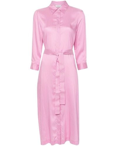 Peserico Striped Belted Shirt Dress - Pink