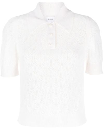 Barrie Pointelle-knit Cashmere Polo Top - White