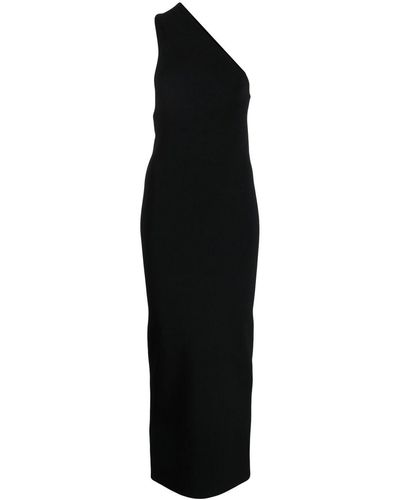 Galvan London Persephone One-shoulder Midi Dress - Black