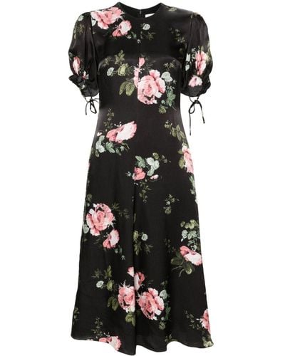 Erdem Floral-motif Seersucker Maxi Dress - Black