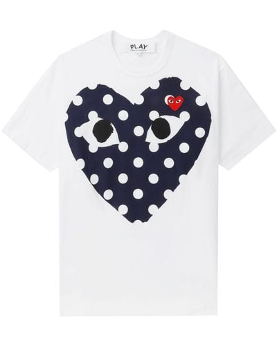 COMME DES GARÇONS PLAY Heart-print Cotton T-shirt - Blue