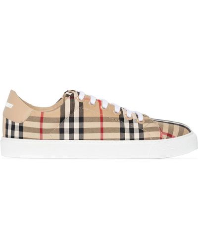 Burberry Vintage Check Lace-up Trainers - Natural