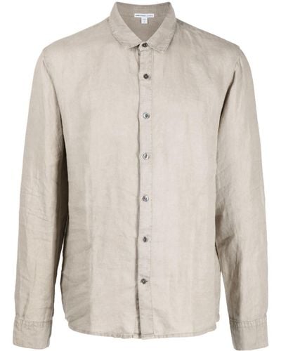 James Perse Long-sleeved Linen Shirt - Natural