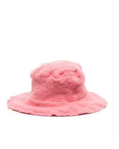 Comme des Garçons Distressed Wool-blend Bucket Hat - Pink