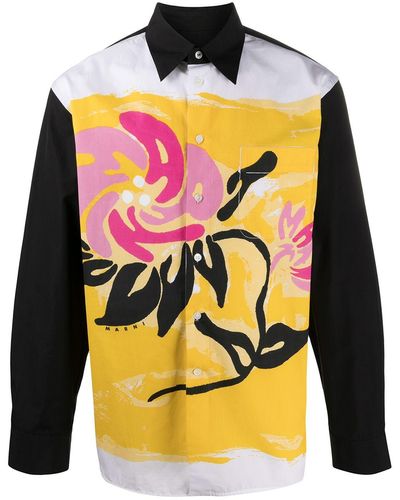 Marni Floral-print Paneled Shirt - Multicolor