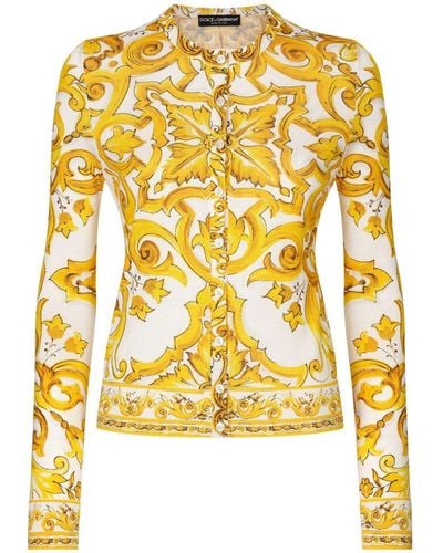 Dolce & Gabbana Majolica Print Cardigan - Yellow