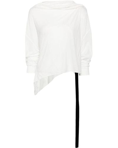 Rick Owens T-shirt con scollo a cappuccio - Bianco