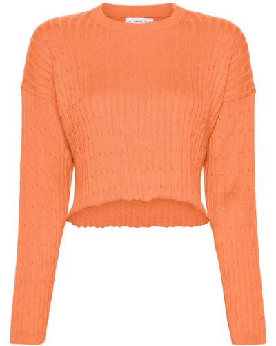 Manuel Ritz Cable-knit Cropped Jumper - Orange