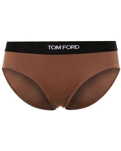 Tom Ford Slip con banda logo - Marrone