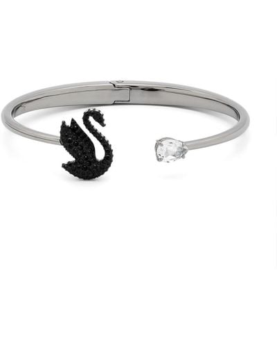 Swarovski Swan-motif Open-cuff Bracelet - ホワイト