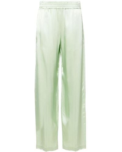 Victoria Beckham Pantalon en satin à coupe ample - Vert