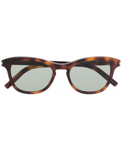 Saint Laurent Tortoiseshell-effect Round-frame Sunglasses - Brown