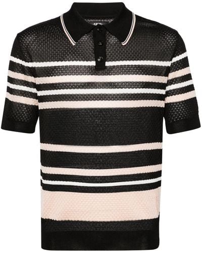 Amiri Striped Polo Shirt - Men's - Viscose - Black