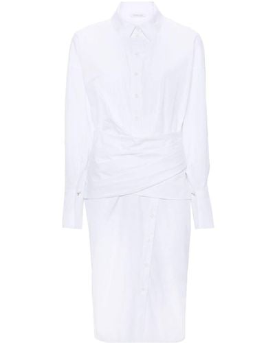 Patrizia Pepe Draped Cotton Shirt Midi Dress - White