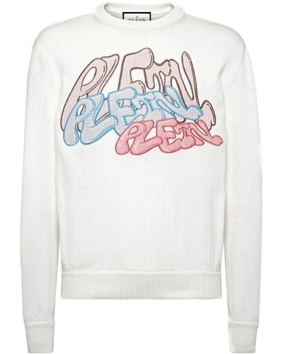 Philipp Plein Sweater Met Geborduurd Logo - Wit