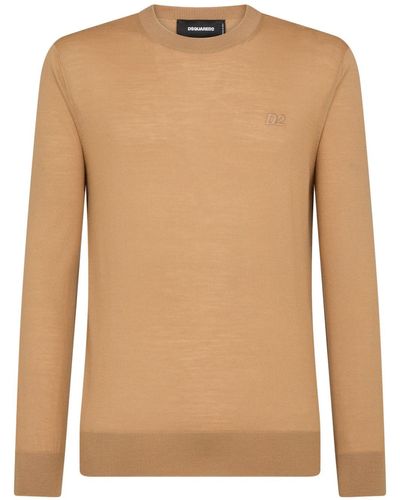 DSquared² Logo-embroidered Virgin Wool Sweater - Brown