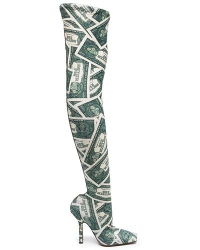 Vetements Dollar Boomerang Overknee Laarzen - Groen