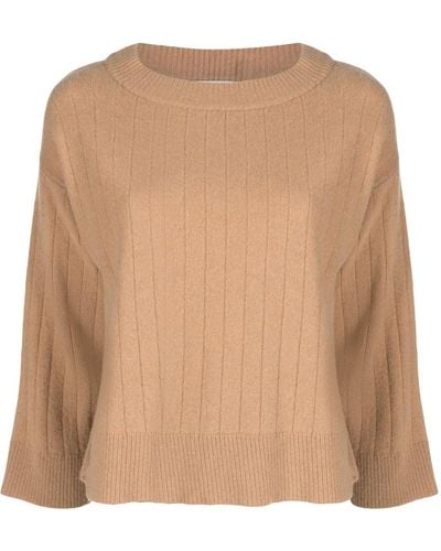 Pringle of Scotland Ribbed Wide-neck Sweater - Natural
