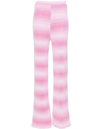 MSGM Gradient-effect Knitted Flared Pants - Pink