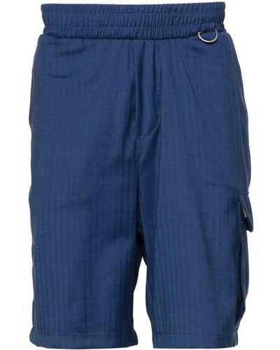 FAMILY FIRST Herringbone-pattern Cargo Shorts - Blue
