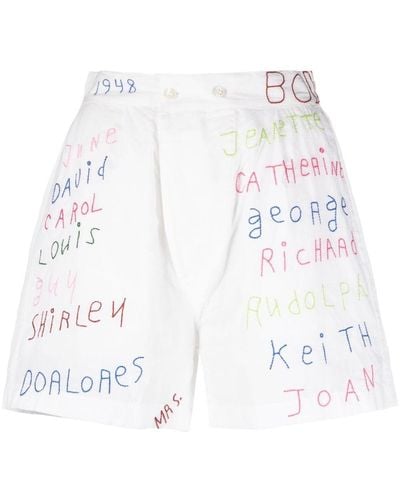 Bode Familial Hall Embroidered Boxers - Women's - Cotton - White