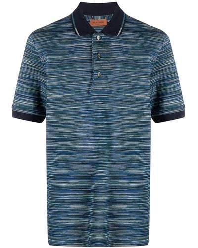 Missoni Striped Cotton Polo Shirt - Blue