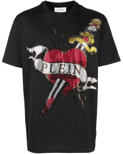 Philipp Plein T-shirt con strass - Nero