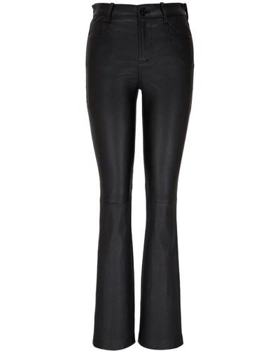 Vince Flared Leather Trousers - Black
