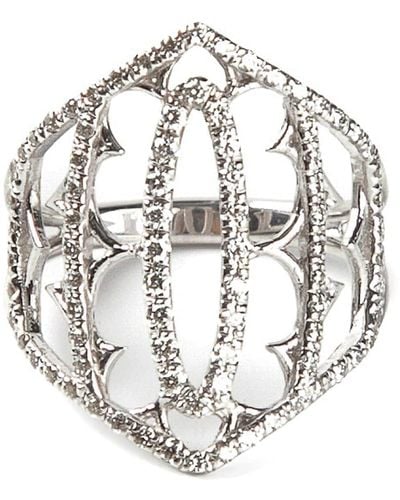 Loree Rodkin Anillo escudo en oro blanco con diamantes grises en pavé - Metálico