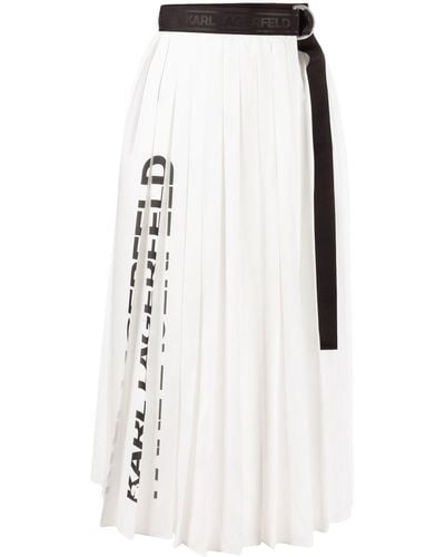 Karl Lagerfeld Pleated Wrap Midi Skirt - White
