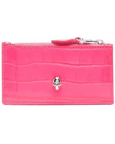 Alexander McQueen Crocodile-embossed Wallet - Pink