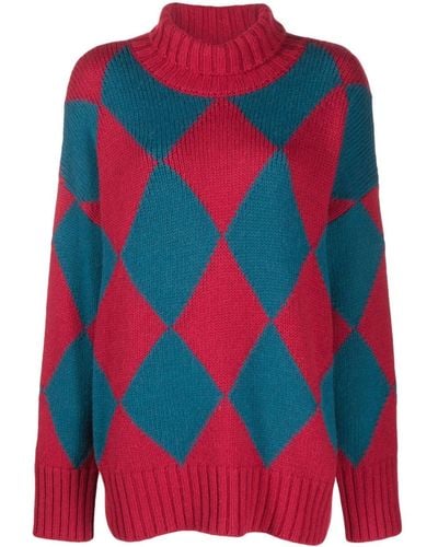 La DoubleJ Argyle Intarsia-knit Jumper - Red