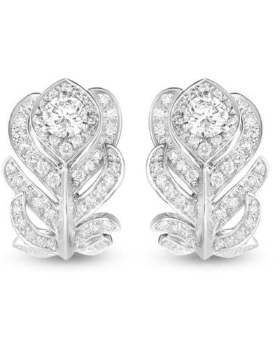 Boucheron 18kt White Gold Plume De Paon Diamond Earrings