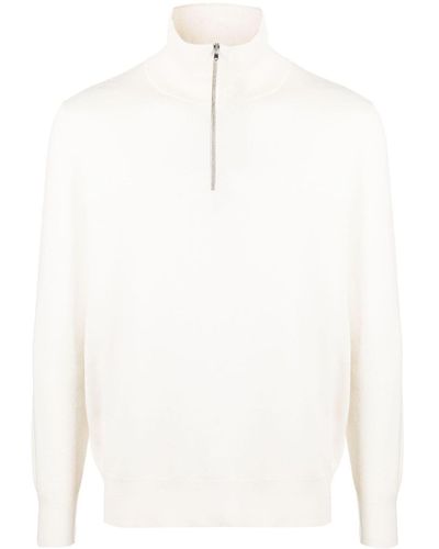 Sandro Zip-up High-neck Sweater - White