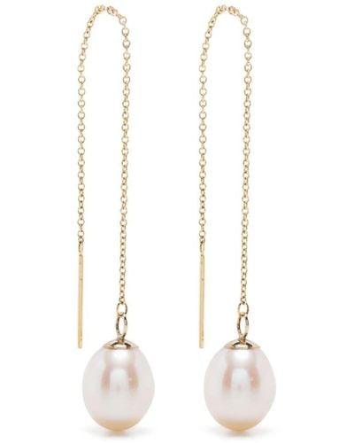 The Alkemistry 18kt Yellow Gold Large Pearl Threader Earrings - White