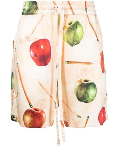 NAHMIAS Fruit-print Silk Shorts - Orange