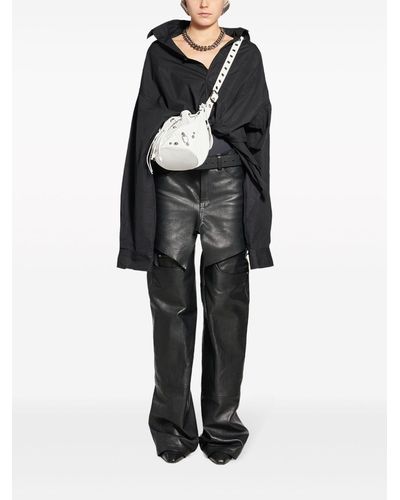 Balenciaga Le Cagole Mini Leather Bucket Bag - Women's - Lamb Skin/canvas/cotton - White