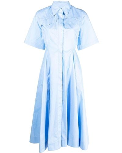MSGM Robe-chemise évasée à manches courtes - Bleu
