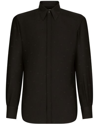 Dolce & Gabbana Logo-print Silk Shirt - Black