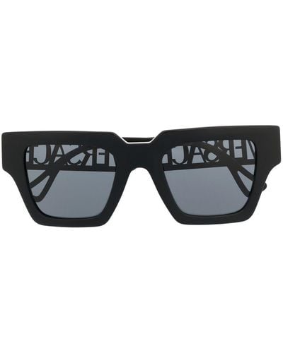 Versace Gafas de sol con logo y montura cuadrada - Negro