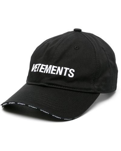 Vetements Logo-embroidered Cotton Cap - Black