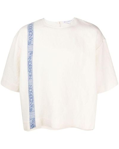 JW Anderson Logo-stripe Cotton-blend T-shirt - White