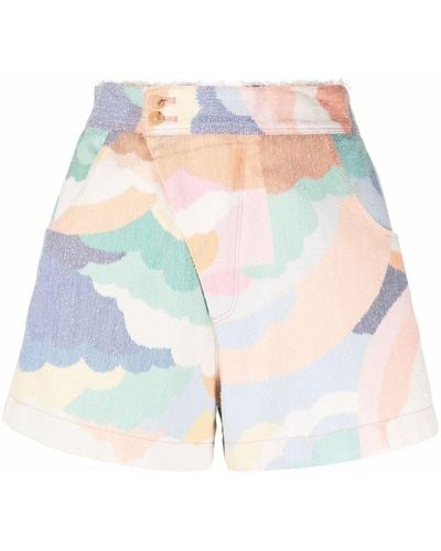 Forte Forte Graphic-print High-waisted Shorts - White