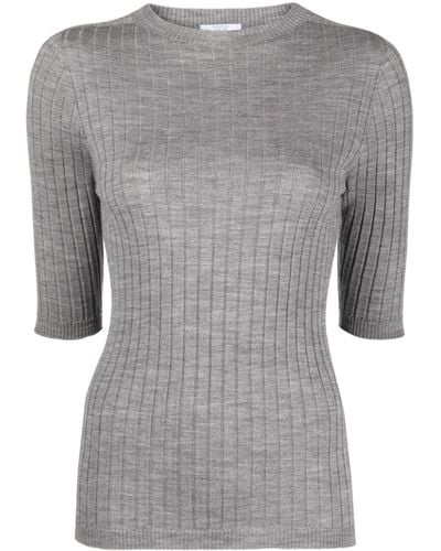 Peserico Virgin-wool Short-sleeve Top - Gray