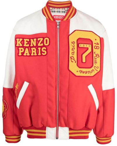 KENZO Veste bomber à patch tête de tigre - Rouge