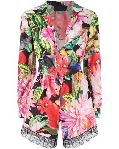 Philipp Plein Lace-hem Floral Jumpsuit - Multicolour