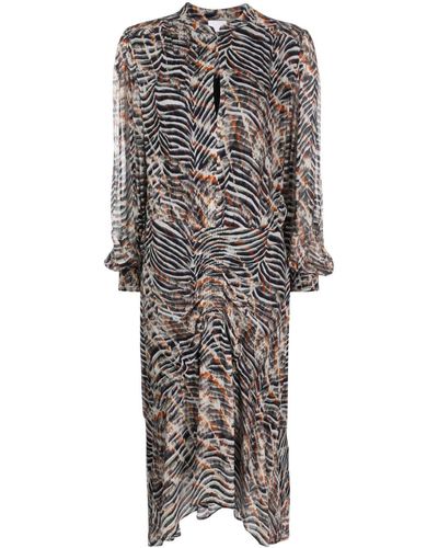Lala Berlin Zebra-print Long-sleeve Midi Dress - Gray