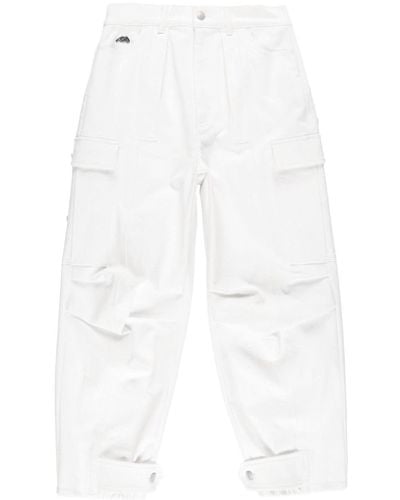 Alexander McQueen Military High Waist Cargo Jeans - White