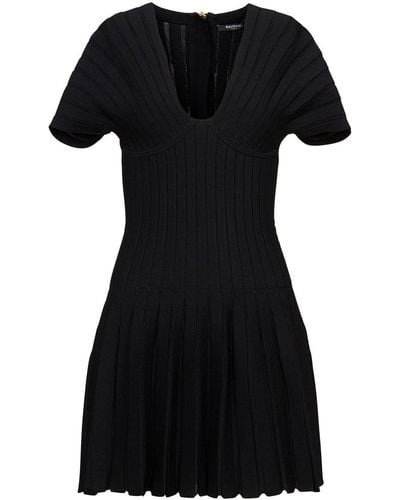 Balmain Geplooide Mini-jurk - Zwart